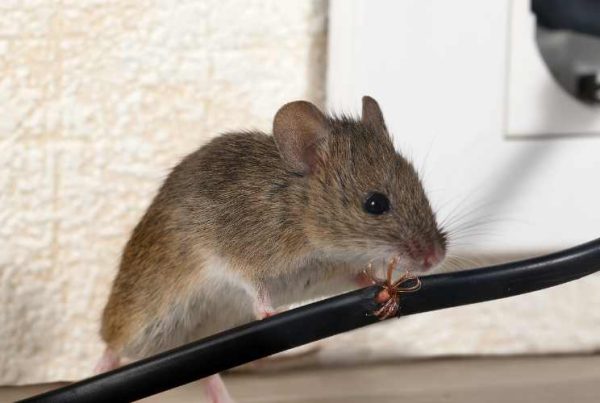 Une souris qui mange un fil électrique