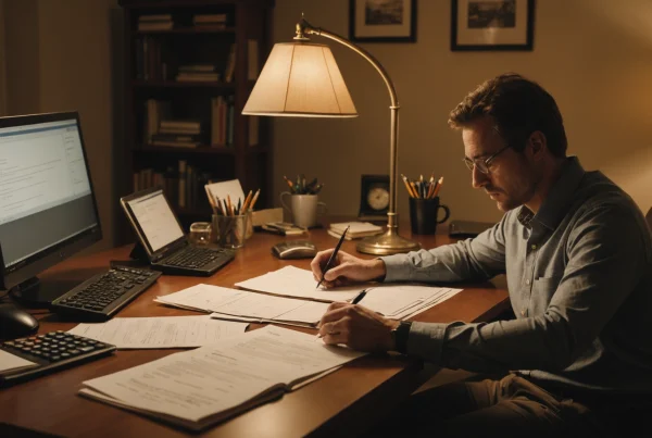 Gérer ses comptes pour son épargne, homme qui travaille à son bureau