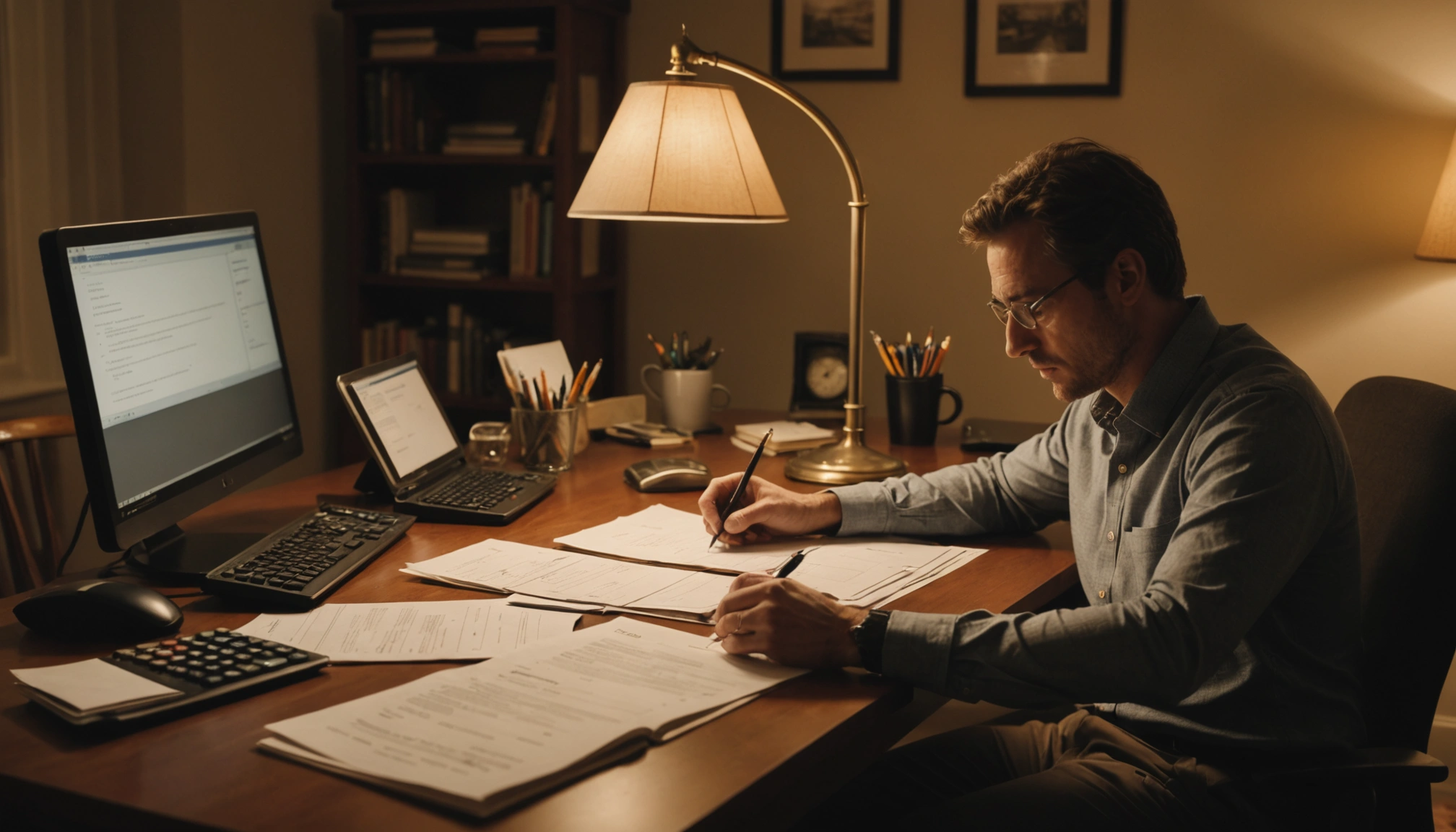 Gérer ses comptes pour son épargne, homme qui travaille à son bureau